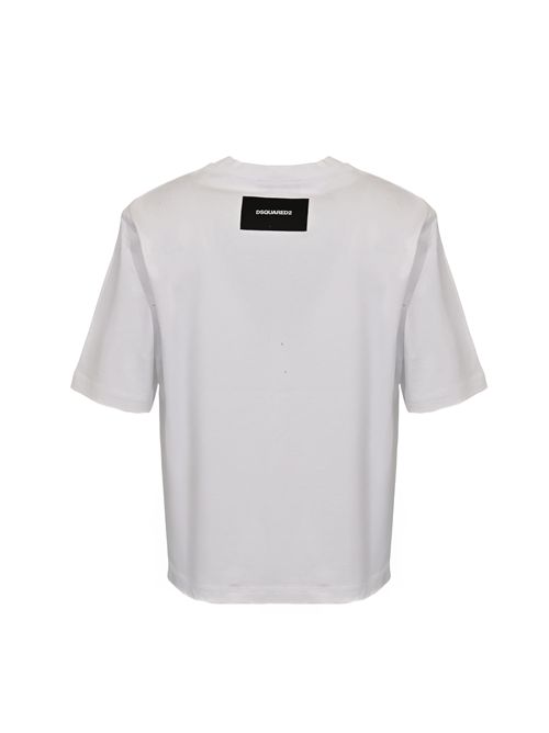 T-shirt in cotone effetto bucato Bianco DSQUARED2 | S74GD1408 S24583100